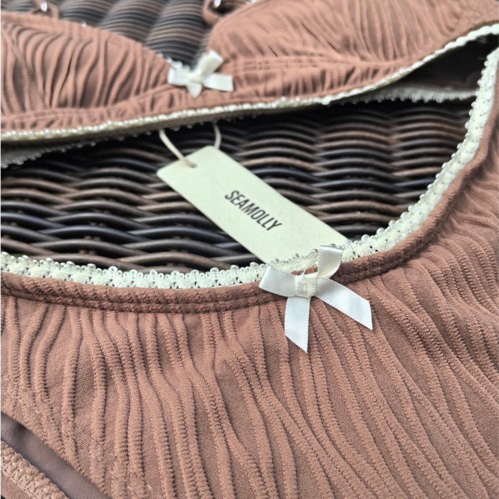 Women’s Brown Bikini Set with Lace Trim NWT - Picture 4 of 5